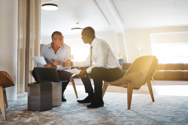 photo of a detail sales conversation