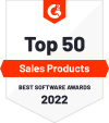 G2 top 50 sales products award 2022 badge