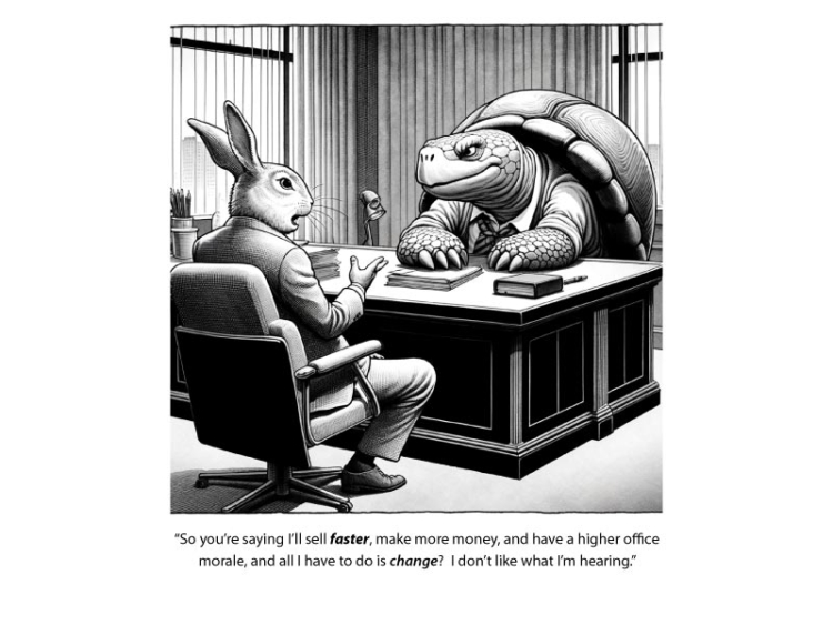 sales cartoon about sales acceleration